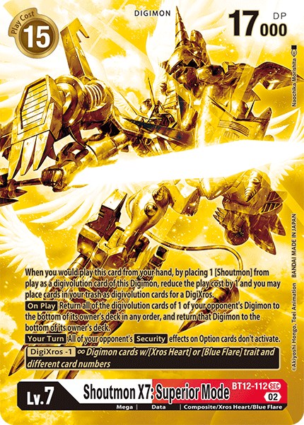 Shoutmon X7: Superior Mode [BT12-112] (Alternate Art - Gold) [Across Time] | Tables and Towers