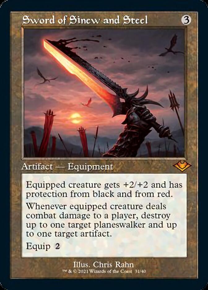 Sword of Sinew and Steel (Retro Foil Etched) [Modern Horizons] | Tables and Towers