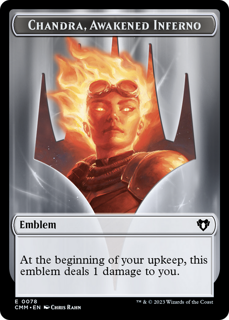 Chandra, Awakened Inferno Emblem // Wizard Double-Sided Token [Commander Masters Tokens] | Tables and Towers