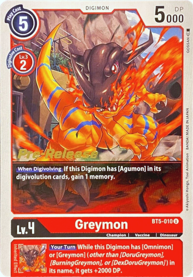 Greymon [BT5-010] [Battle of Omni Pre-Release Promos] | Tables and Towers