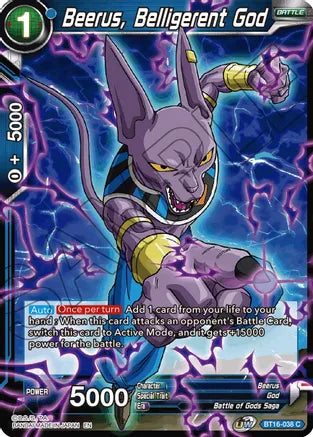 Beerus, Belligerent God (BT16-038) [Realm of the Gods] | Tables and Towers