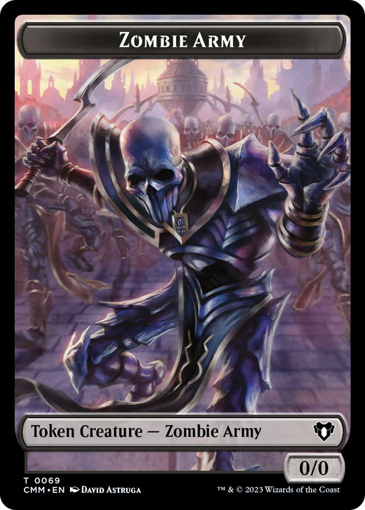 Human Warrior // Zombie Army Double-Sided Token [Commander Masters Tokens] | Tables and Towers