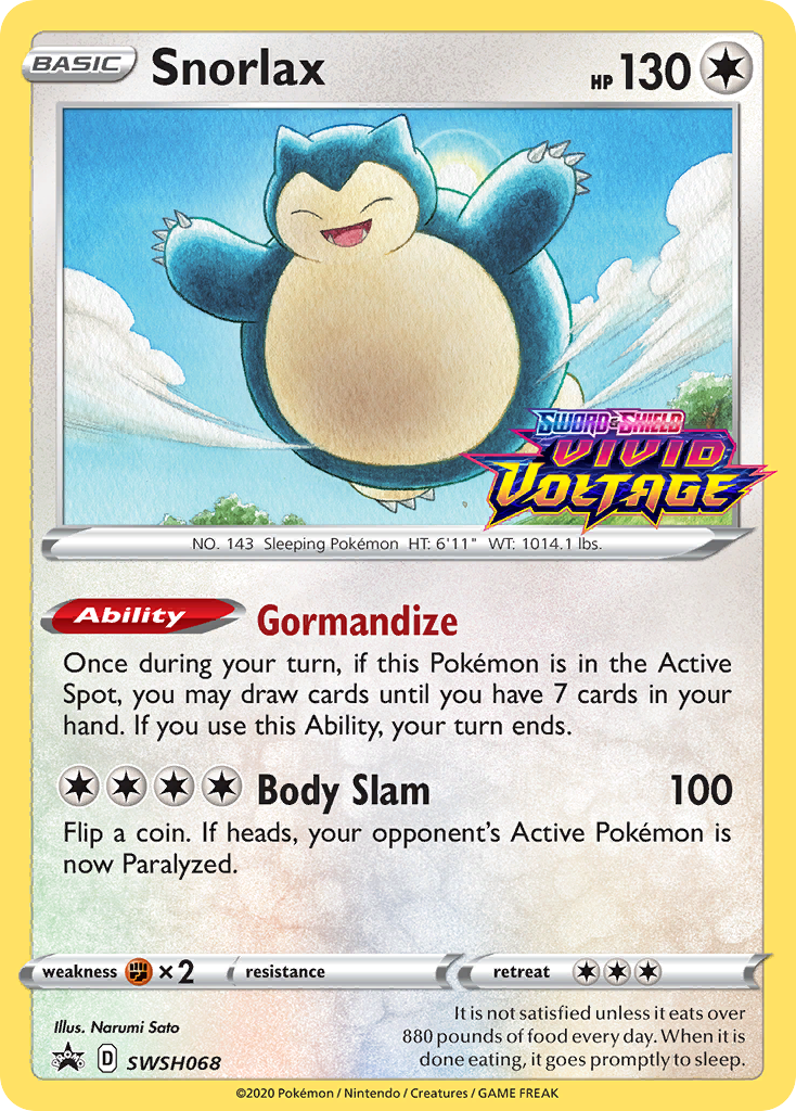 Snorlax (SWSH068) (Prerelease Promo) [Sword & Shield: Black Star Promos] | Tables and Towers