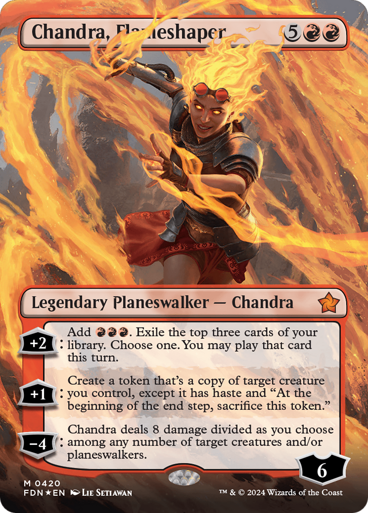 Chandra, Flameshaper (Borderless) (Mana Foil) [Foundations] | Tables and Towers