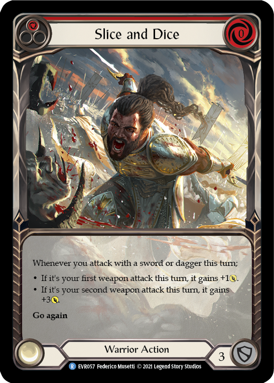 Slice and Dice (Red) [EVR057] (Everfest)  1st Edition Extended Art Rainbow Foil | Tables and Towers