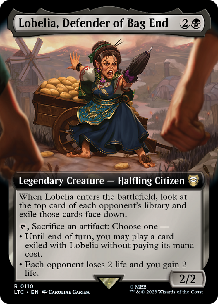 Lobelia, Defender of Bag End (Extended Art) [The Lord of the Rings: Tales of Middle-Earth Commander] | Tables and Towers