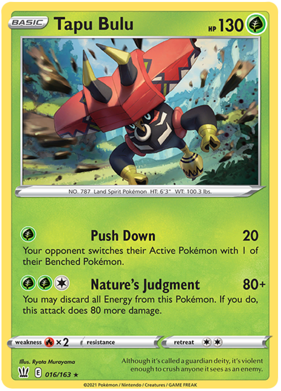 Tapu Bulu (016/163) (Theme Deck Exclusive) [Sword & Shield: Battle Styles] | Tables and Towers