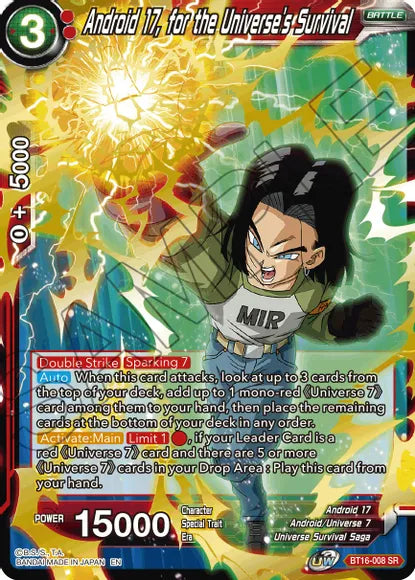 Android 17, for the Universe's Survival (BT16-008) [Realm of the Gods] | Tables and Towers