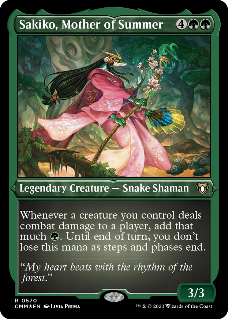 Sakiko, Mother of Summer (Foil Etched) [Commander Masters] | Tables and Towers