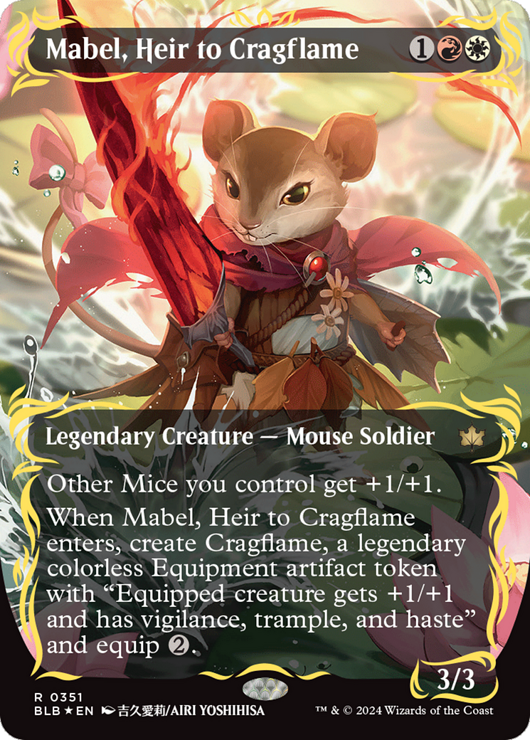 Mabel, Heir to Cragflame (Borderless) (Raised Foil) [Bloomburrow] | Tables and Towers