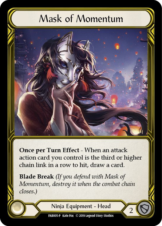 Mask of Momentum [FAB005-P] (Promo)  1st Edition Cold Foil - Golden | Tables and Towers