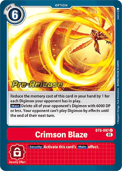 Crimson Blaze [BT8-097] [New Awakening Pre-Release Cards] | Tables and Towers