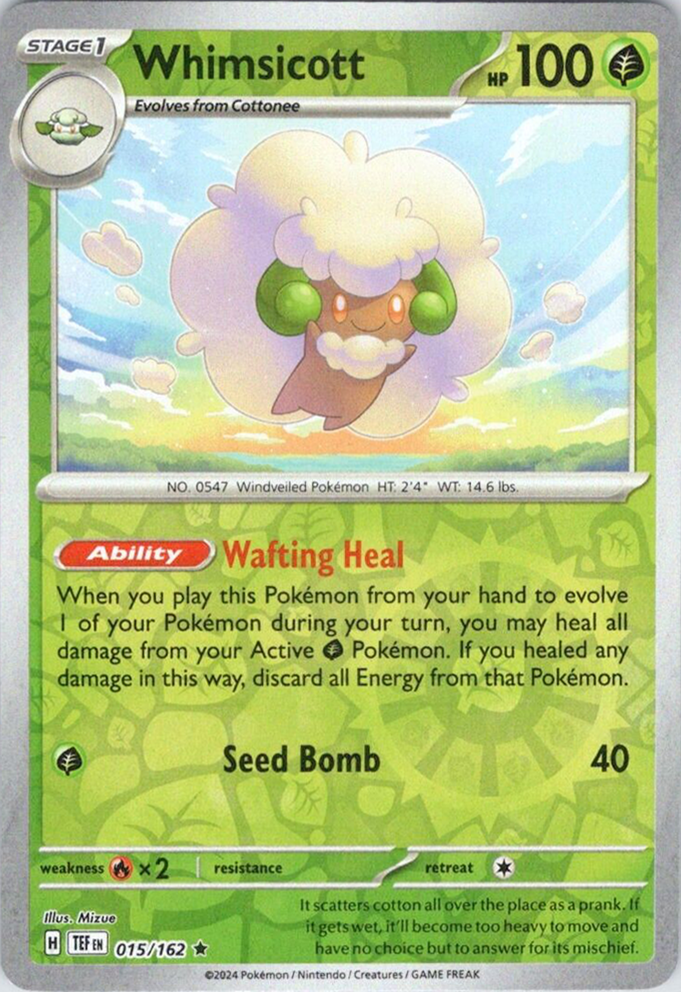 Whimsicott (015/162) [Scarlet & Violet: Temporal Forces] | Tables and Towers