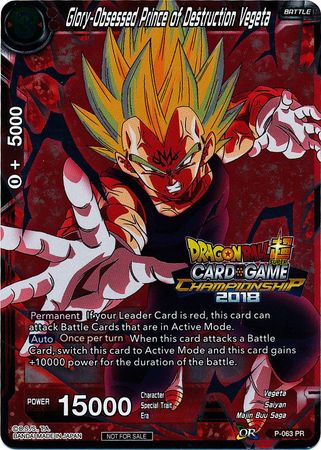 Glory-Obsessed Prince of Destruction Vegeta (P-063) [Tournament Promotion Cards] | Tables and Towers