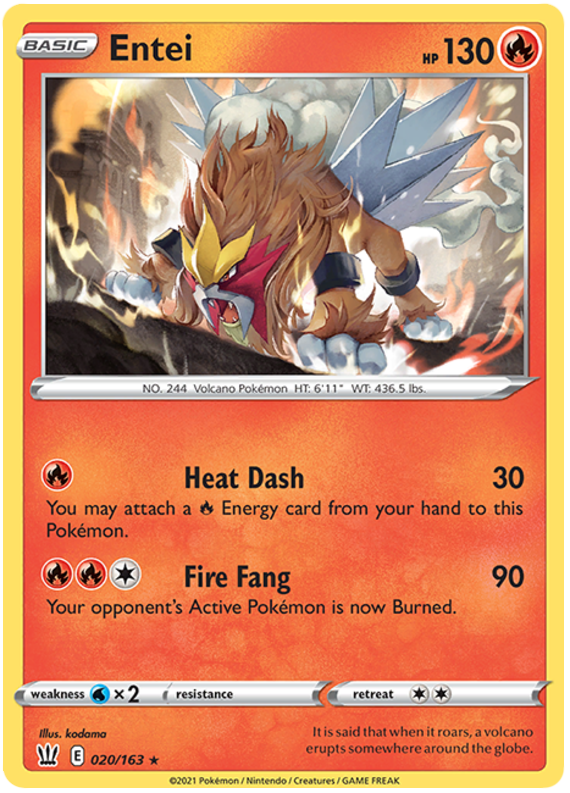 Entei (020/163) [Sword & Shield: Battle Styles] | Tables and Towers