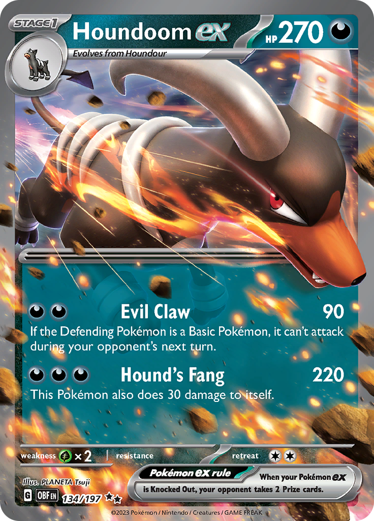 Houndoom ex (134/197) [Scarlet & Violet: Obsidian Flames] | Tables and Towers