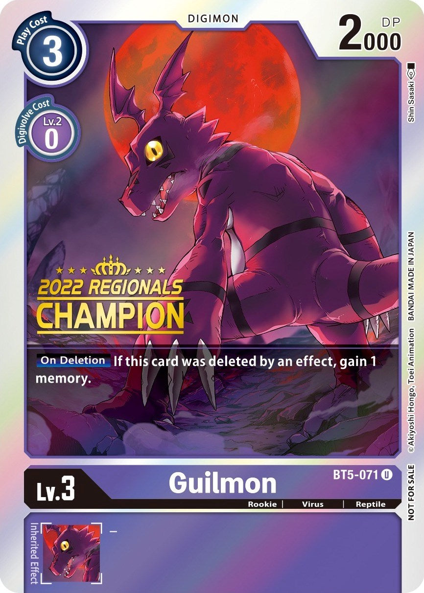 Guilmon [BT5-071] (2022 Championship Offline Regional) (Online Champion) [Battle of Omni Promos] | Tables and Towers