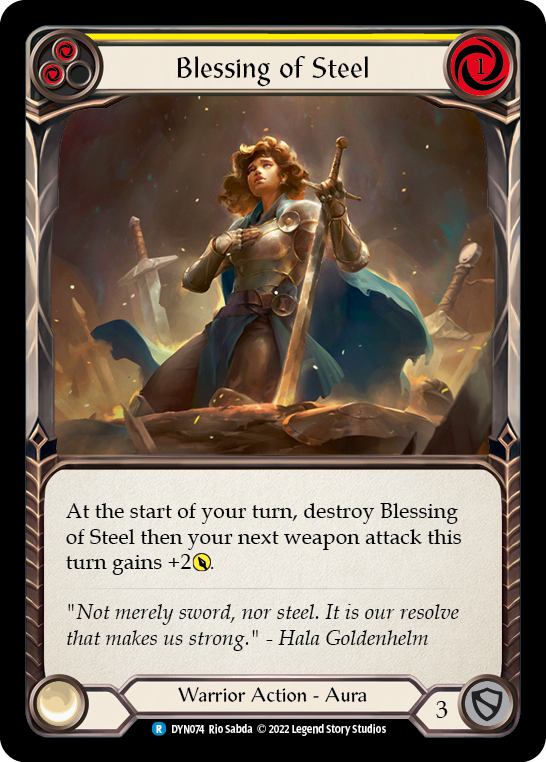 Blessing of Steel (Yellow) [DYN074] (Dynasty)  Rainbow Foil | Tables and Towers