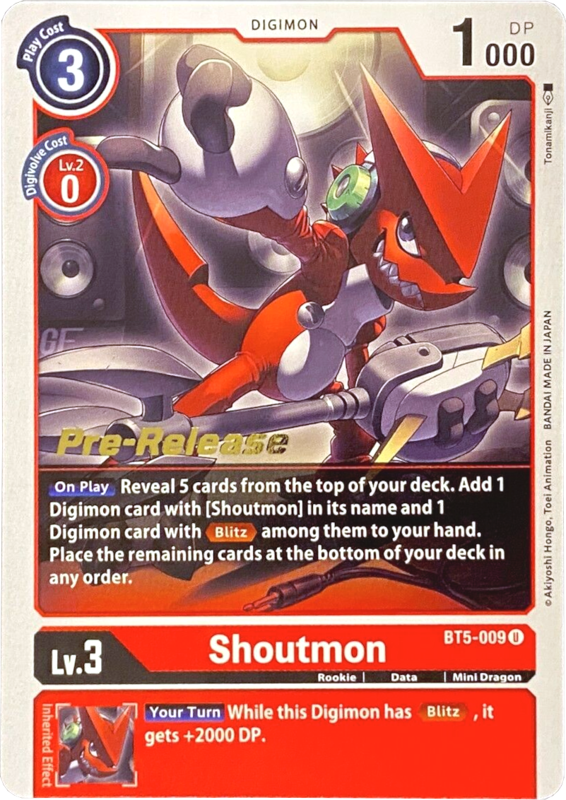 Shoutmon [BT5-009] [Battle of Omni Pre-Release Promos] | Tables and Towers