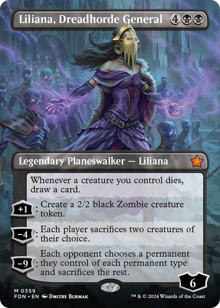 Liliana, Dreadhorde General (Borderless) [Foundations] | Tables and Towers