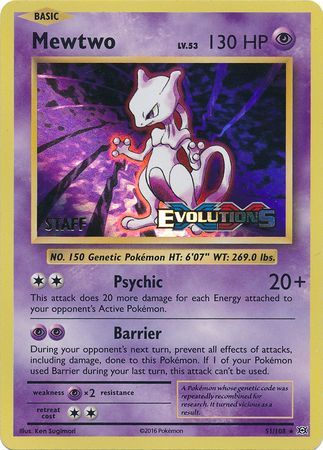 Mewtwo (51/108) (XY Evolutions Staff Prerelease) [XY: Black Star Promos] | Tables and Towers