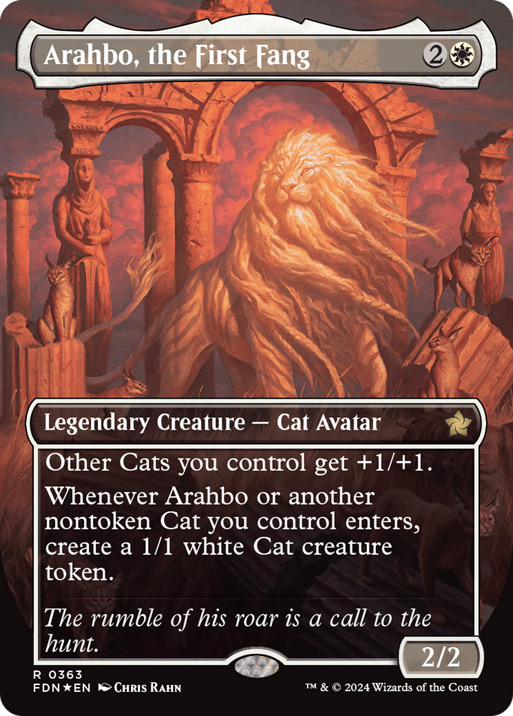 Arahbo, the First Fang (Borderless) (Mana Foil) [Foundations] | Tables and Towers