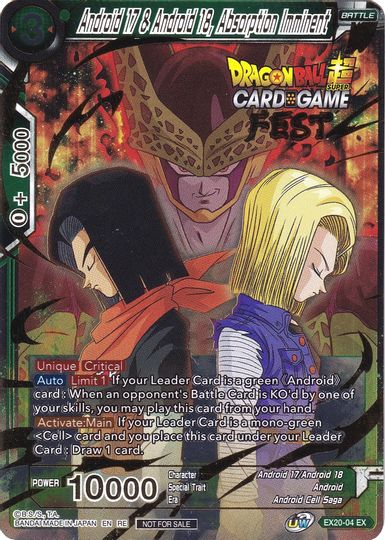 Android 17 & Android 18, Absorption Imminent (Card Game Fest 2022) (EX20-04) [Tournament Promotion Cards] | Tables and Towers