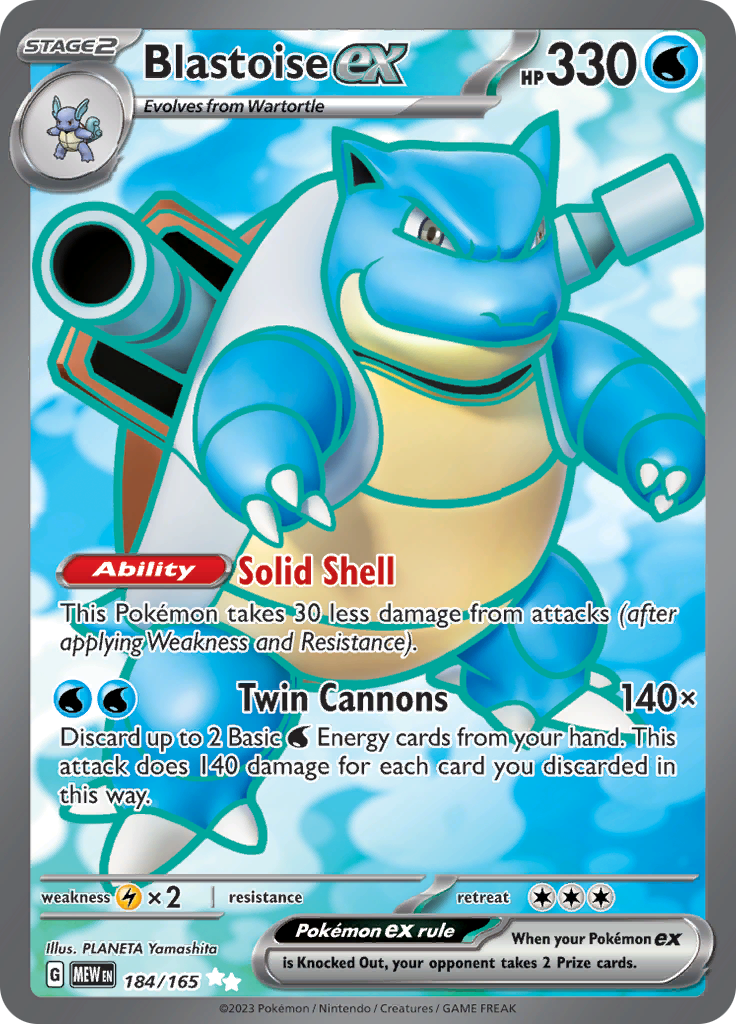 Blastoise ex (184/165) [Scarlet & Violet: 151] | Tables and Towers