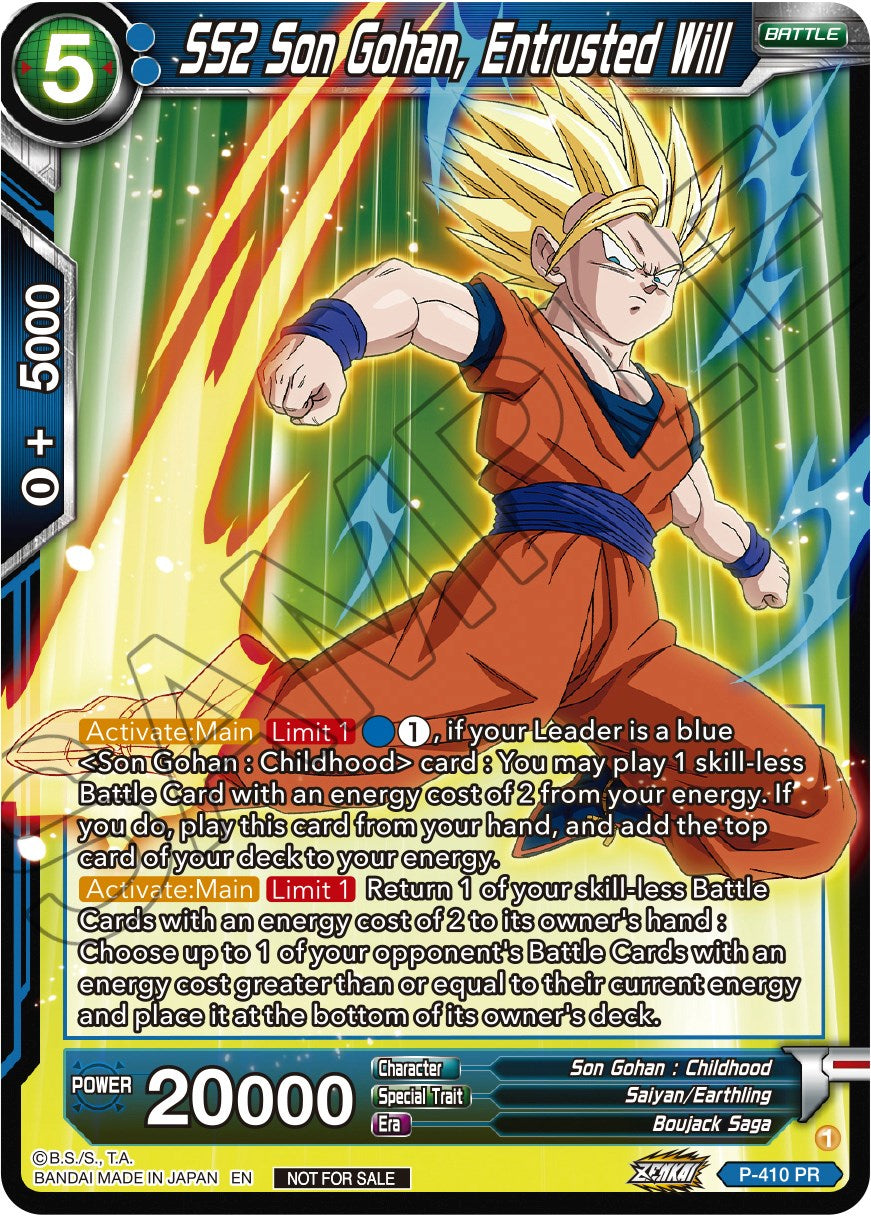 SS2 Son Gohan, Entrusted Will (Zenkai Series Tournament Pack Vol.1) (P-410) [Tournament Promotion Cards] | Tables and Towers