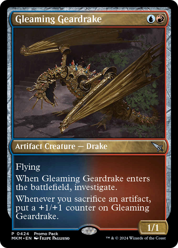 Gleaming Geardrake (Promo Pack) [Murders at Karlov Manor Promos] | Tables and Towers