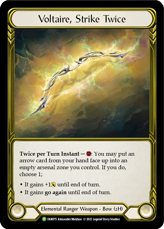 Voltaire, Strike Twice (Golden) [FAB075] (Promo)  Cold Foil | Tables and Towers