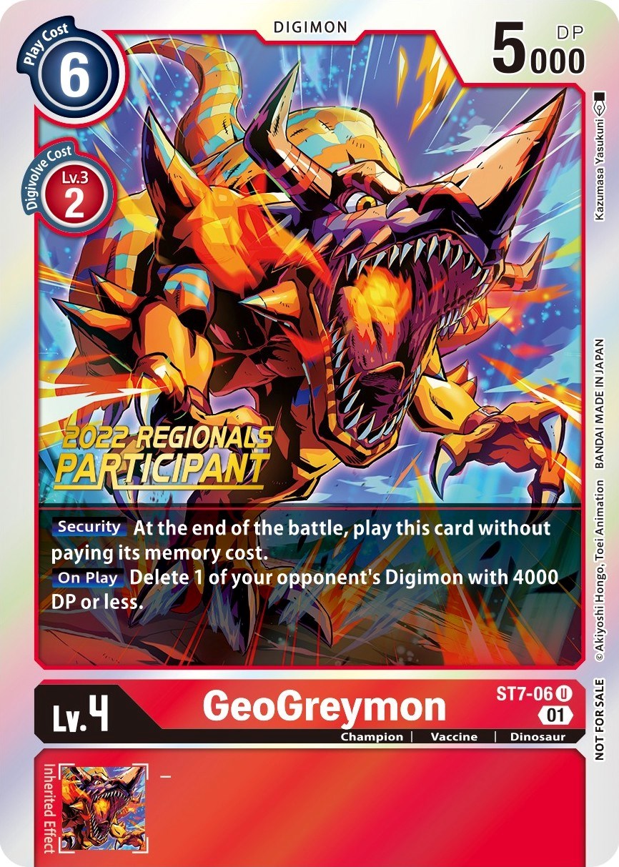 GeoGreymon [ST7-06] (2022 Championship Offline Regional) (Online Participant) [Starter Deck: Gallantmon Promos] | Tables and Towers