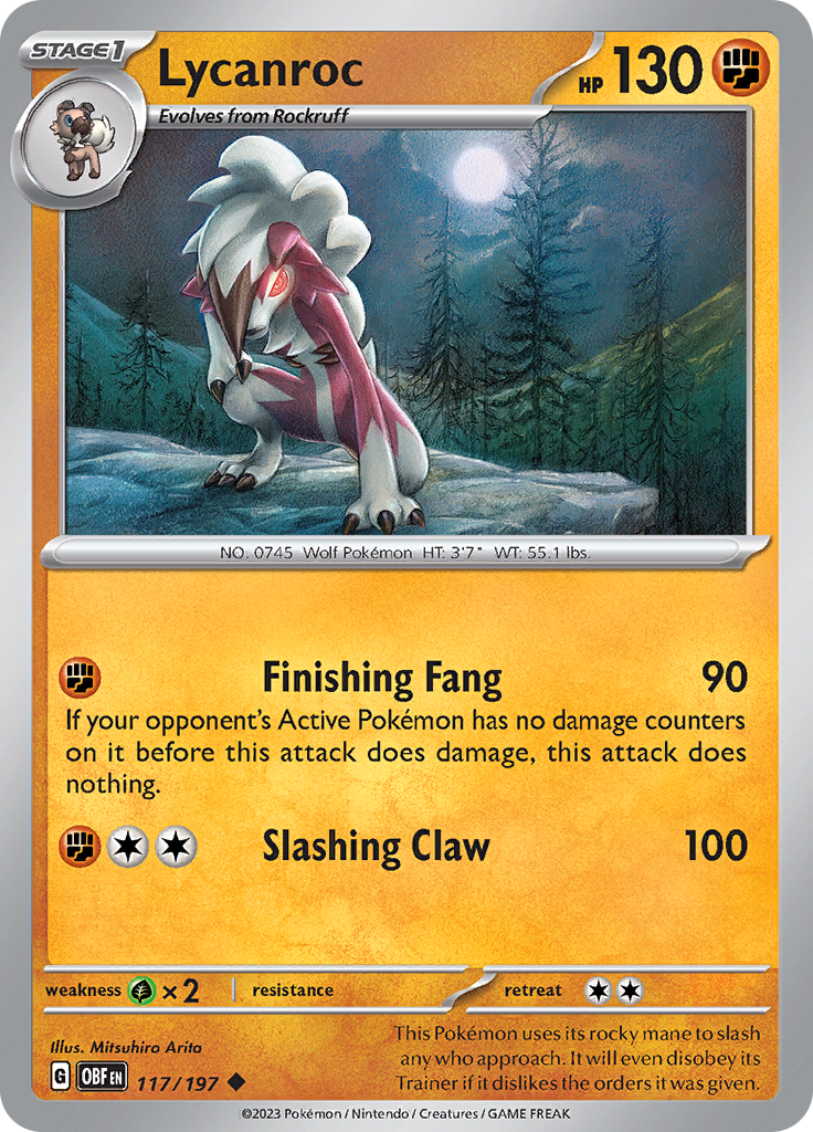 Lycanroc (117/197) [Scarlet & Violet: Obsidian Flames] | Tables and Towers