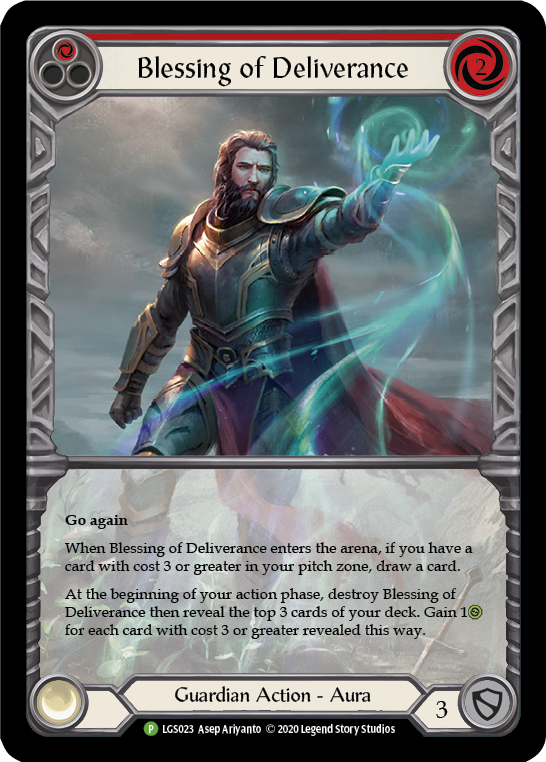 Blessing of Deliverance (Red) [LGS023] (Promo)  Rainbow Foil | Tables and Towers