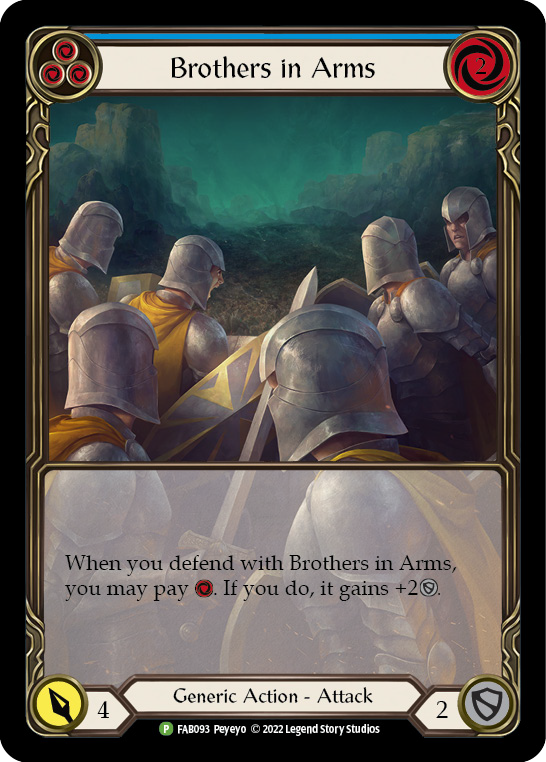 Brothers in Arms (Blue) [FAB093] (Promo)  Rainbow Foil | Tables and Towers