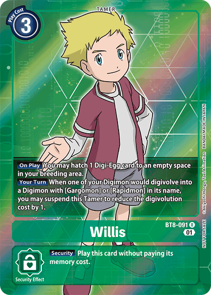 Willis [BT8-091] (Alternative Art - Box Topper) [New Awakening] | Tables and Towers