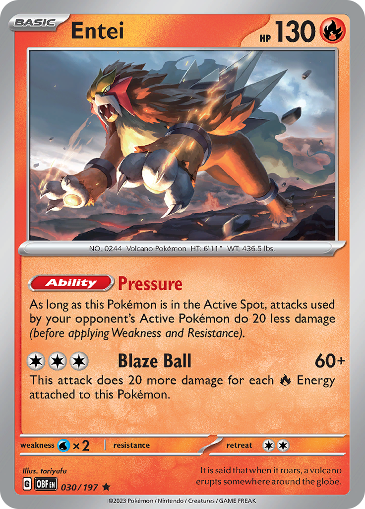 Entei (030/197) [Scarlet & Violet: Obsidian Flames] | Tables and Towers