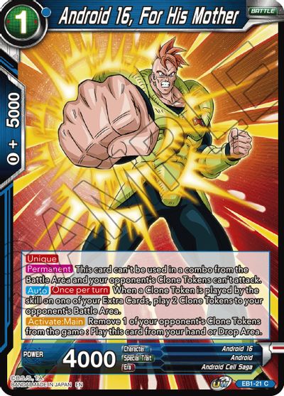 Android 16, For His Mother (EB1-21) [Battle Evolution Booster] | Tables and Towers