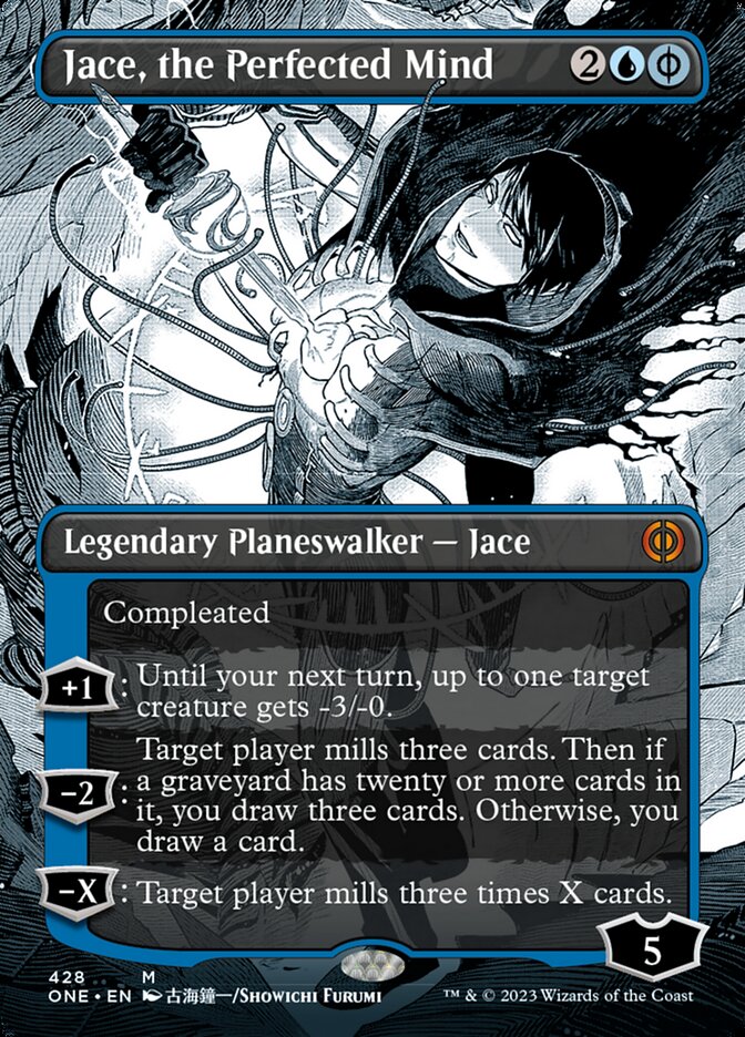 Jace, the Perfected Mind (Borderless Manga Step-and-Compleat Foil) [Phyrexia: All Will Be One] | Tables and Towers