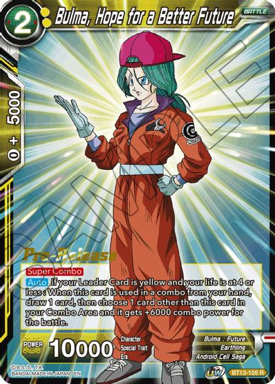 Bulma, Hope for a Better Future (BT13-105) [Supreme Rivalry Prerelease Promos] | Tables and Towers