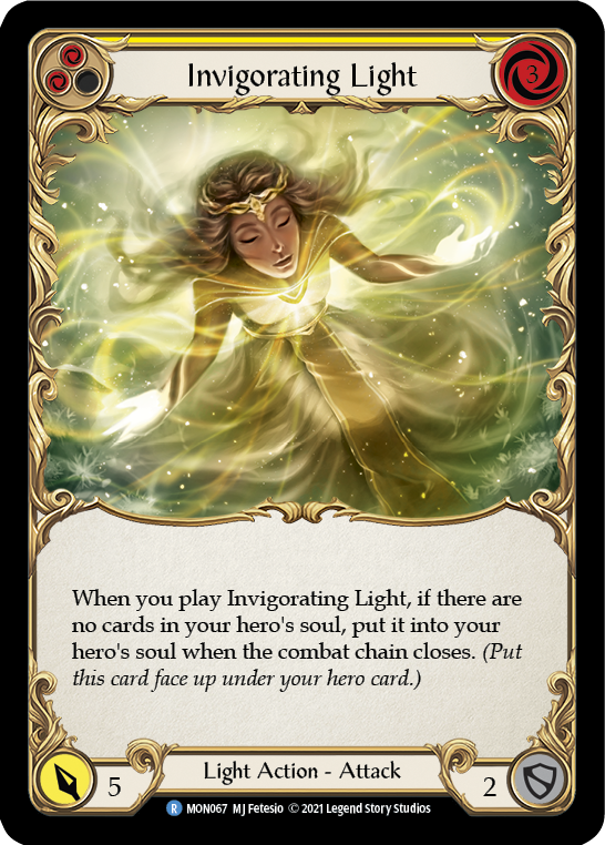 Invigorating Light (Yellow) [MON067-RF] (Monarch)  1st Edition Rainbow Foil | Tables and Towers