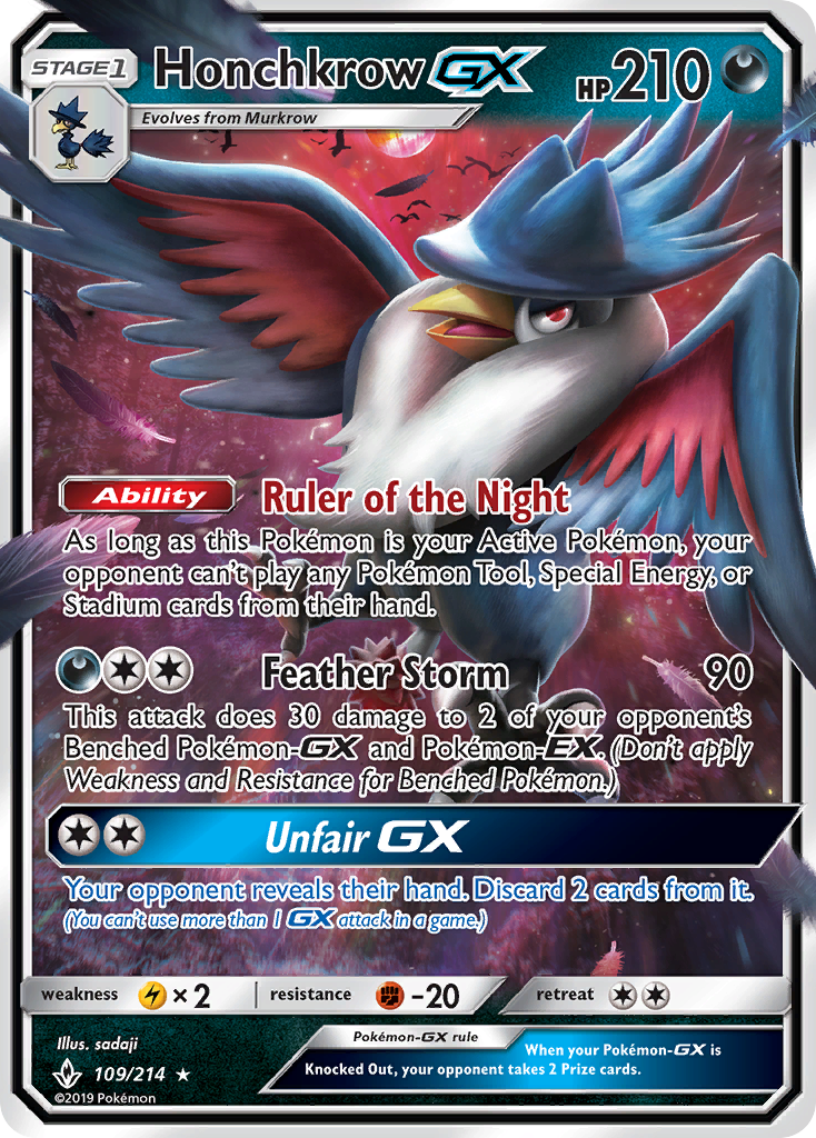 Honchkrow GX (109/214) [Sun & Moon: Unbroken Bonds] | Tables and Towers