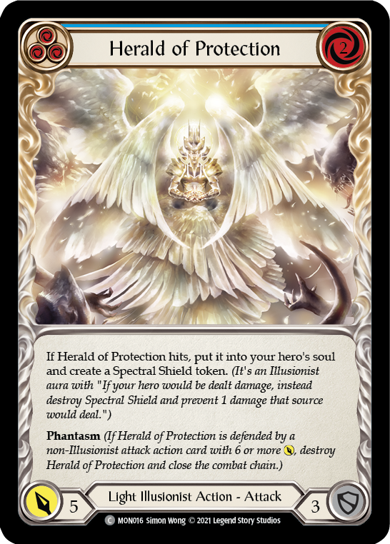 Herald of Protection (Blue) [MON016] (Monarch)  1st Edition Normal | Tables and Towers