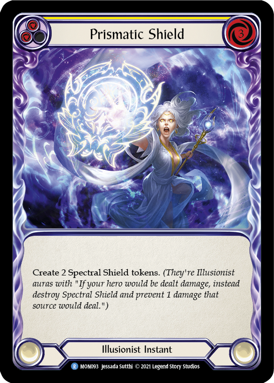 Prismatic Shield (Yellow) [MON093-RF] (Monarch)  1st Edition Rainbow Foil | Tables and Towers