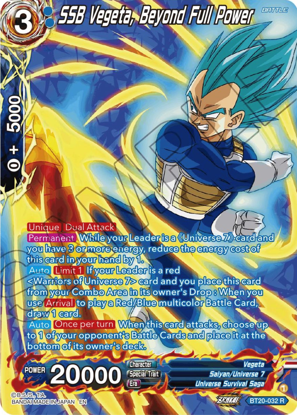 SSB Vegeta, Beyond Full Power (Silver Foil) (BT20-032) [Power Absorbed] | Tables and Towers