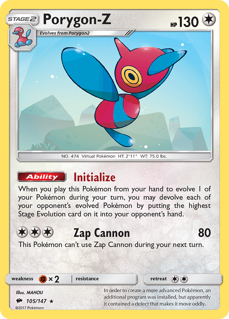 Porygon-Z (105/147) [Sun & Moon: Burning Shadows] | Tables and Towers