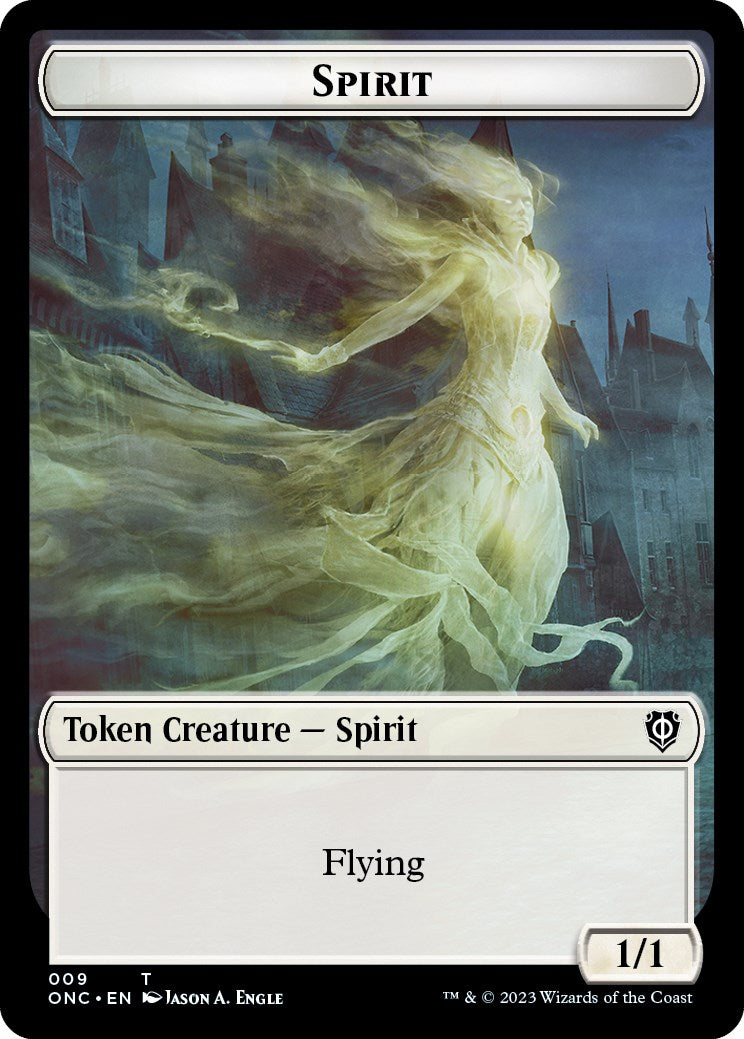 Human // Spirit Double-Sided Token [Phyrexia: All Will Be One Commander Tokens] | Tables and Towers