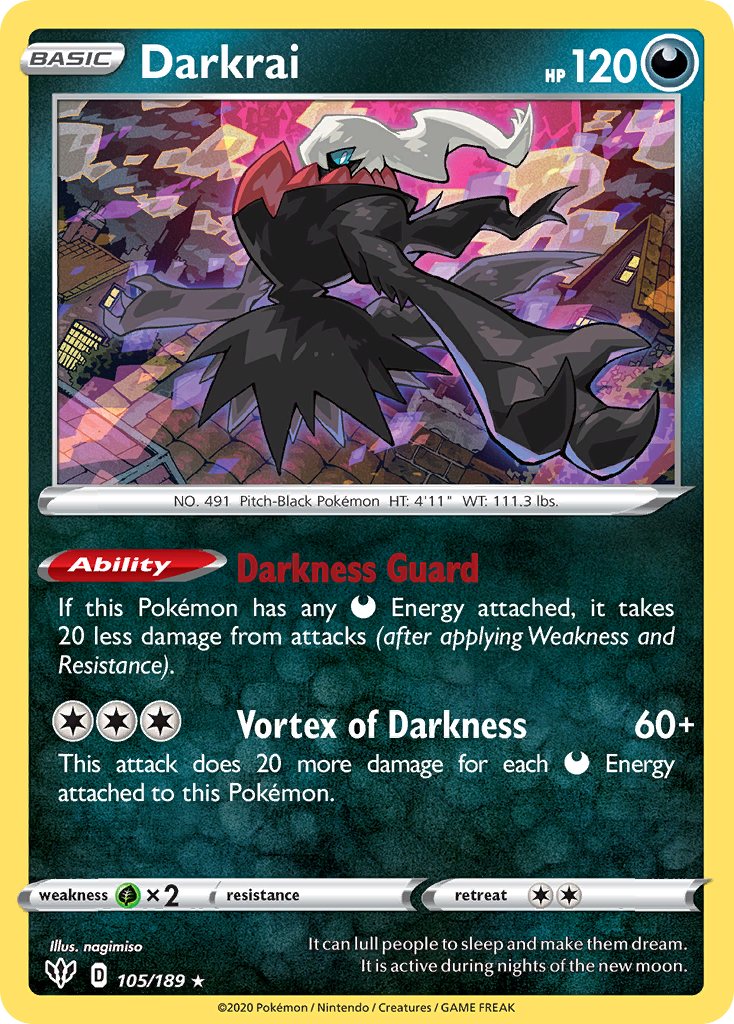 Darkrai (105/189) (Cosmos Holo) [Sword & Shield: Darkness Ablaze] | Tables and Towers