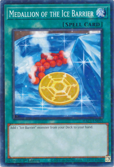 Medallion of the Ice Barrier (Duel Terminal) [HAC1-EN055] Parallel Rare | Tables and Towers