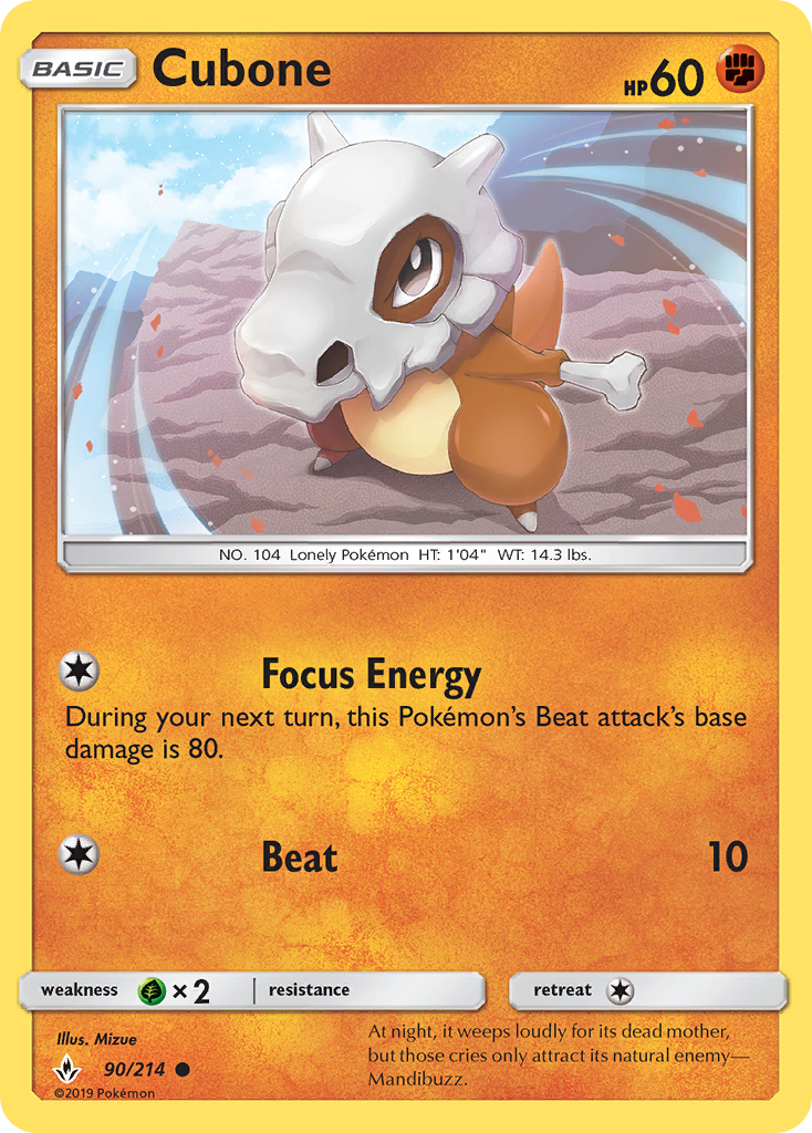 Cubone (90/214) [Sun & Moon: Unbroken Bonds] | Tables and Towers